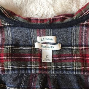 LL Bean XS plaid flannel zip jacket